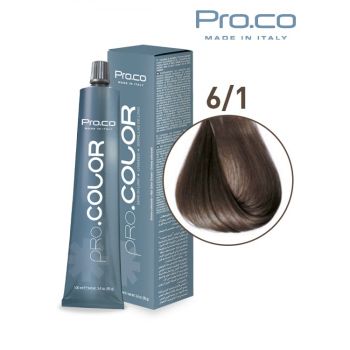 Vopsea de par profesionala PRO.COLOR 100 ml - Pro.Co - 6 1 BLOND INCHIS CENUSIU