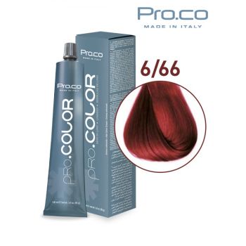 Vopsea de par profesionala PRO.COLOR 100 ml - Pro.Co - 6 66 ROSU PUTERNIC