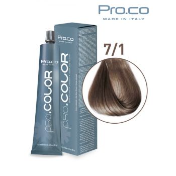 Vopsea de par profesionala PRO.COLOR 100 ml - Pro.Co - 7 1 BLOND CENUSIU