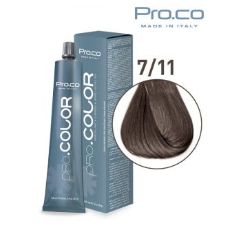 Vopsea de par profesionala PRO.COLOR 100 ml - Pro.Co - 7 11 BLOND NATURAL CENUSIU INTENS