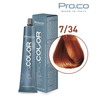 Vopsea de par profesionala PRO.COLOR 100 ml - Pro.Co - 7 34 BLOND AURIU ARAMIU