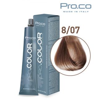 Vopsea de par profesionala PRO.COLOR 100 ml - Pro.Co - 8 07 TUTUN DESCHIS