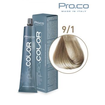 Vopsea de par profesionala PRO.COLOR 100 ml - Pro.Co - 9 1 BLOND SUPER DESCHIS CENUSIU