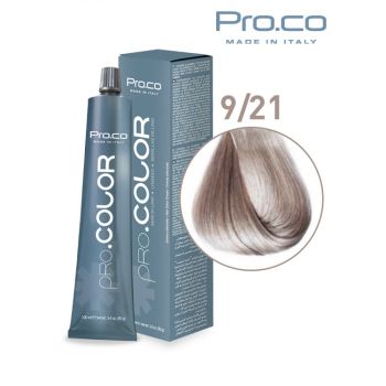 Vopsea de par profesionala PRO.COLOR 100 ml - Pro.Co - 9 21 BLOND SUPER DESCHIS IRISE CENUSIU