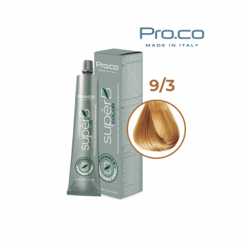 Vopsea de par profesionala fara amoniac SUPERB.COLOR 100 ml - Pro.Co - 9 3 BLOND SUPER DESCHIS AURIU