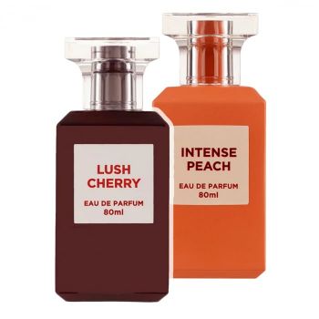 Pachet 2 parfumuri, Lush Cherry 80 ml si Intense Peach 80 ml la reducere