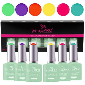 Set 6 Oje Semipermanente Hema Free 10ml SensoPRO Milano, Color Vibe