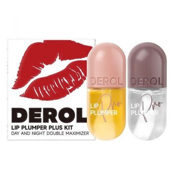 Set 2 Luciuri Volum Buze, Derol, Lip Plumper Plus Kit, Day And Night Double Maximizer, 2 x 8 ml