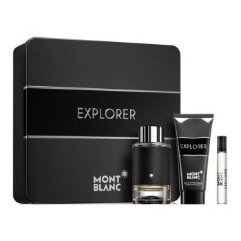 Mont Blanc Explorer, Barbati, Apa de Parfum, 100 ml Apa de Parfum + 100 ml Gel de dus + 7,5 ml Apa de Parfum (Continut set: 100 ml Apa de Parfum + 100 ml Gel de dus + 7,5 ml Apa de Parfum)