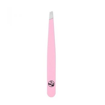 Penseta Sprancene, Profesionala, W7, Slanted Tweezers, Pink