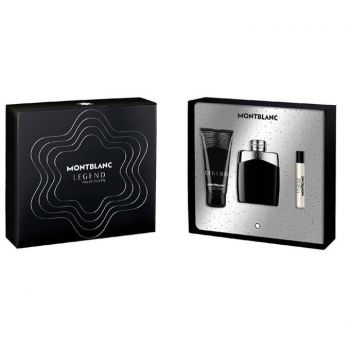 Set cadou Mont Blanc Legend Man, Apa de Toaleta 100 ml + Gel de dus, 100 ml + Mini Apa de Toaleta, 10 ml