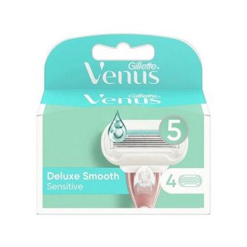 Rezerve Aparat de Ras cu 5 Lame pentru Piele Sensibila - Gillette Venus Extra Smooth Sensitive, 4 buc