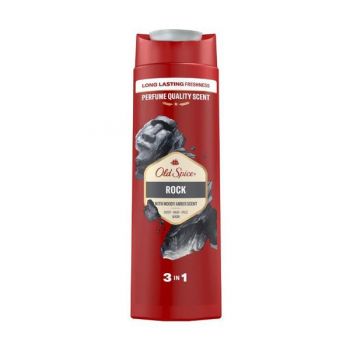 Gel de Dus pentru Barbati - Old Spice Rock Body - Hair - Face Wash 3in1 with Woody Amber Scent, 400 ml