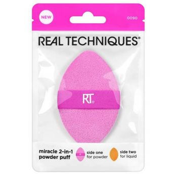 Buretel de Machiaj Multifunctional - Real Techniques Miracle 2-in-1 Powder Puff, 1 buc