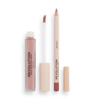 Kit pentru Buze: Creion + Ruj Lichid - Makeup Revolution Lip Contour Kit, nuanta Brunch, 1 buc ieftin