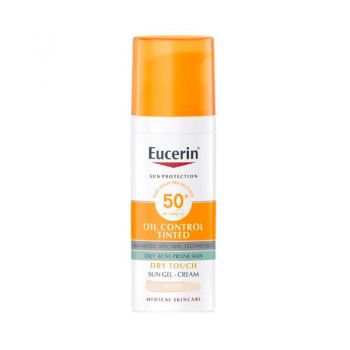 Crema-gel cu SPF 50+ cu efect de control al sebumului nuanta light Sun Protection Eucerin, 50 ml