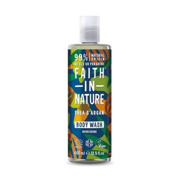 Gel de Dus Natural Hranitor cu Unt de Shea si Ulei de Argan - Faith in Nature Shea & Argan Body Wash Nourishing, 400 ml