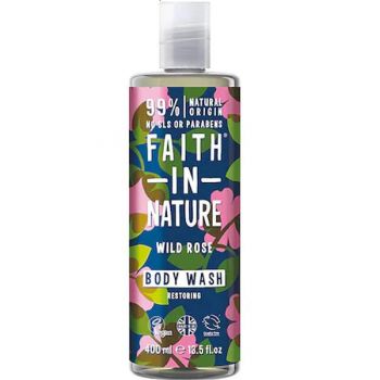 Gel de Dus si Spuma de Baie cu Trandafir Salbatic Faith in Nature, 400 ml