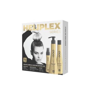 Kit Tratament de Par - Heli's Gold Heliplex Series Intro Kit: Sampon Prep for Plex 300 ml + Ser One Step Bond Complex 250 ml + Ulei Spray Pro Mist 30 ml