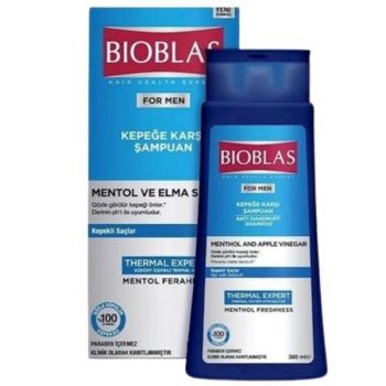 Sampon anticadere si antimatreata pentru barbati Bioblas Thermal Expert cu menthol si otet de mere, 360 ml