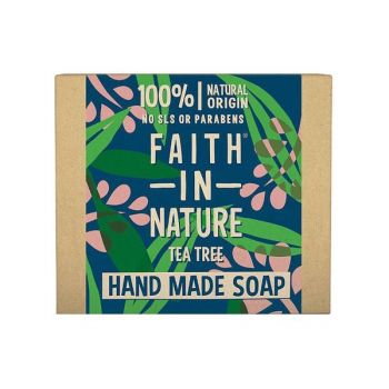 Sapun Natural Solid cu Arbore de Ceai Verde - Faith in Nature Hand Made Soap Tea Tree, 100 g