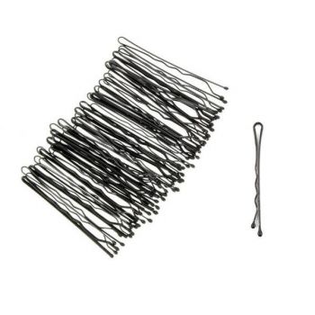 Set de 500 agrafe metalice pentru par, culoare neagra, 5 cm, cod AMT009