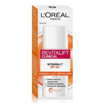 Crema de Zi Hidratanta cu Vitamina C si SPF 50+ - L'Oreal Paris Revitalift Clinical Brightening Moisturizing Cream SPF 50+, 50 ml