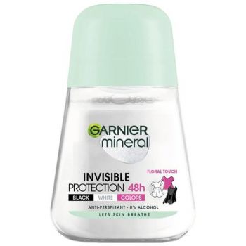 Deodorant Antiperspirant Roll-on - Garnier Mineral Invisible Protection 48h Black White Colors Floral Touch, 50 ml de firma original