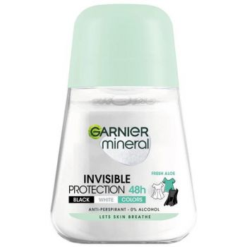 Deodorant Antiperspirant Roll-on - Garnier Mineral Invisible Protection 48h Black White Colors Fresh Aloe, 50 ml