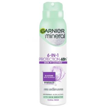 Deodorant Antiperspirant Spray - Garnier Mineral 6-in-1 Protection 48H, Skin + Clothes, 150 ml de firma original