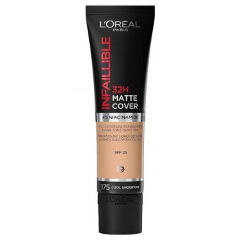 Fond de Ten Matifiant - L'Oreal Paris Infaillible 32H Matte Cover, nuanta 175 Cool Undertone, 30 ml