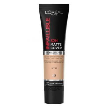 Fond de Ten Matifiant - L'Oreal Paris Infaillible 32H Matte Cover, nuanta 25 Cool Undertone, 30 ml