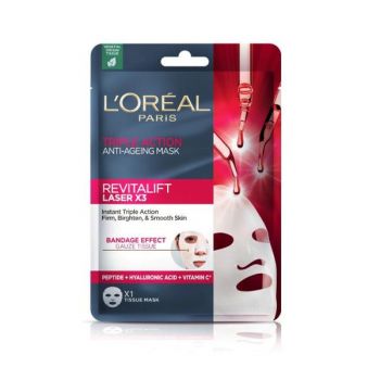 Masca Antirid Tip Servetel cu Actiune Tripla - L'Oreal Paris Revitalift Laser x3 Tissue Mask, 1 buc