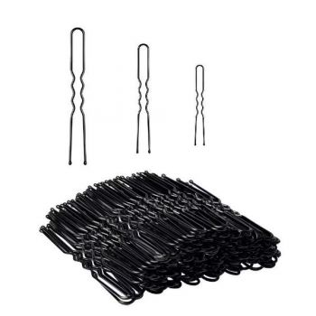 Set ace metalice negre pentru cocuri, 3 dimensiuni, 4.5/5.6.5 cm, Model ACC006AA, 100 buc de firma original