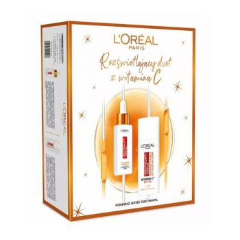 Set Cadou L’Oréal Paris Revitalift Clinical: Ser pentru Fata - Revitalift Clinical Brightening Serum, 30 ml + Crema de Zi - Revitalift Clinical SPF 50+, 50 ml, 1 buc