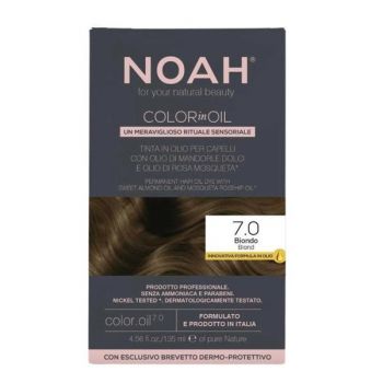 Vopsea de Par Permanenta fara Amoniac pe Baza de Ulei - Noah Color in Oil, nuanta 7.0 Blond (Blond), 135 ml