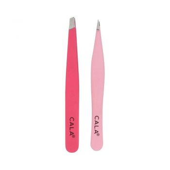 Set Pensete CALA Tweezer Duo Slant + Point - Coral