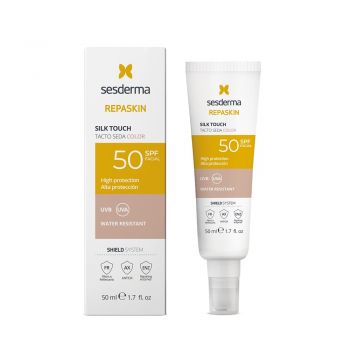 Crema de fata colorata cu protectie solara SPF50 Silk Touch Color Repaskin Sesderma, 50 ml