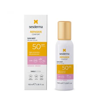 Mist cu protectie solara SPF 50 Repaskin Comfort Sun Mist Geraniu Sesderma, 100 ml