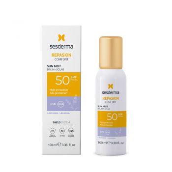 Mist cu protectie solara SPF 50 Repaskin Comfort Sun Mist Lavanda Sesderma, 100 ml