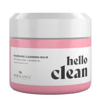 Balsam de Curatare Faciala 3 in 1 cu Squalane si Bisabolol, pentru Ten Sensibil sau cu Roseata - Bio Balance Hello Clean, 100 ml ieftin