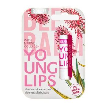 Balsam Natural de Buze Anti Aging cu Aloe, Rubarba si Colagen - Biobaza Young Lips, 4.5 g ieftin