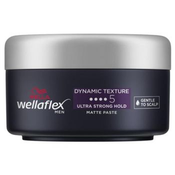 Ceara de Par cu Fixare Ultra Puternica - Wella Wellaflex Men Dynamic Texture Matte Paste Ultra Strong Hold, 75 ml