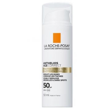 Crema de fata cu protectie solara La Roche Posay-Anthelios Age Correct SPF 50, cu actiune anti-imbatranire, 50 ml