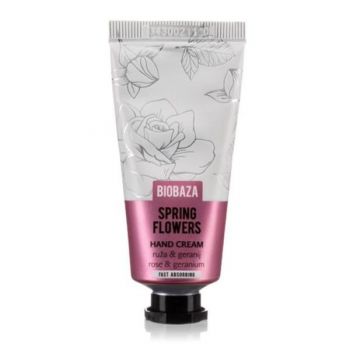 Crema de Maini Naturala cu Trandafir si Muscata - Biobaza Hand Cream Spring Flowers, 30 ml