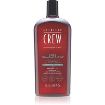 American Crew 3 in 1 Chamimile + Pine șampon, balsam și gel de duș 3 în 1 pentru barbati