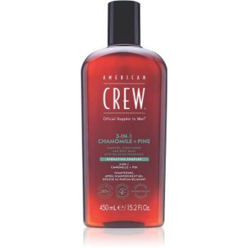 American Crew 3 in 1 Chamimile + Pine șampon, balsam și gel de duș 3 în 1 pentru barbati