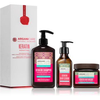 Arganicare Keratin Regenerating and Strengthening Program Set set cadou (efect regenerator)