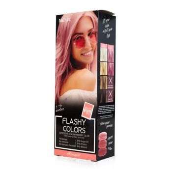 Vopsea Semi-Permanenta 100% Vegana - Neva Flashy Colors Rose Gold, nuanta Roz Auriu, 100 ml