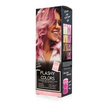 Vopsea Semi-Permanenta 100% Vegana - Neva Flashy Colors Soft Pink, nuanta Blond Rose, 100 ml